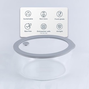 Conteneur de stockage alimentaire en verre borosilicate avec couvercles multifonctions sculptés - Product Image 4