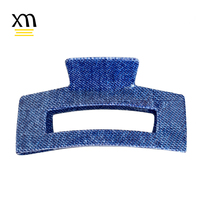 Pince à Cheveux en Denim Personnalisable avec Logo pour Femme, en Acrylique et Acétate, Bleue, Tendance Y2K, Modèle 2026