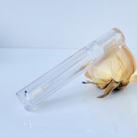 Tube de brillant à lèvres rond transparent personnalisé de 5 ml, fin et long, avec applicateur, pour maquillage, vente en gros