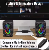 Mini haut-parleur numérique portable à LED coloré avec horloge, alimenté par USB 2.0, caisson de basses de bureau, ordinateur portable, ordinateur, haut-parleur RGB