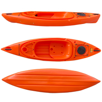 Kayak monoplace en HDPE Canoë de loisir, kayak à rames, bateau avec gouvernail et pagaie