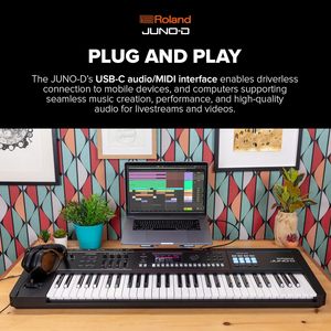 Synthétiseur <span class=keywords><strong>Roland</strong></span> JUNO-D6 |   Clavier synthétiseur 61 touches avec action de clavier de piano |   Moteur ZEN-Core 3800 avec sons intégrés |   Affichage numérique |   Intuitif - Product Image 5