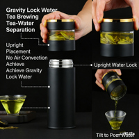 Bouteille d'eau isotherme intelligente haut de gamme en acier inoxydable 316 avec séparation thé-eau, idéale pour les cadeaux d'affaires et de bureau