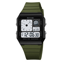 SKMEI 2347, reloj digital de lujo a la moda para hombre, resistente al agua, multifunción, informal, estilo de negocios, reloj de pulsera con correa de PU