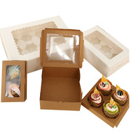 Individuelles Logo Lebensmittelechte Weiße Papier-Karton Faltbare Geschenkbox mit Fenster für Einzelne 2 4 6 12 Cupcake-Verpackung