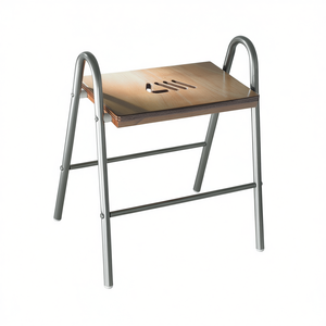 Taburete de Baño de Madera con Estructura de Acero Cromado, 43.4 cm de Largo, 57.7 cm de Ancho, 10 cm de Alto, Equipo de Seguridad - Product Image 2