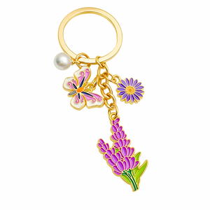 Custom Metal Keychain Personalized <b>Mothers</b> <b>Day</b> Flower Envelope Charm <b>Keyring</b> Gold Plated Souvenir Gift for Mom - Product Image 1