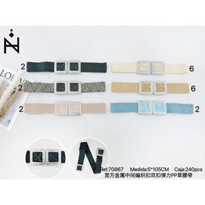 Cintura Elastica in PP con Doppia Fibbia Metallica Quadrata Larga 5 Cm - Product Image 3