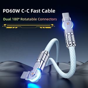 Cavo USB <span class=keywords><strong>C</strong></span> a Doppia Rotazione per iPhone 17 16 15, Cavo di Ricarica Rapida 5A da Tipo <span class=keywords><strong>C</strong></span> a Tipo <span class=keywords><strong>C</strong></span>, Cavo Gaming con Luce LED, Cavo Dati Intrecciato - Product Image 4