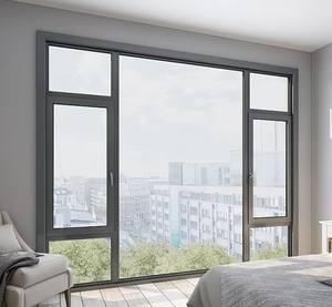 Fenêtre à battant verticale moderne en alliage d'aluminium noir, verre trempé, moustiquaires en acier inoxydable, certifiée Energy Star, pour villa extérieure - Product Image 5