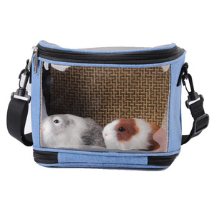 Transportín de Viaje para Cobayas, Portátil, Transpirable, Transparente, Azul Grisáceo, para Mascotas Pequeñas como Hámsteres, Topos y Erizos - Product Image 1