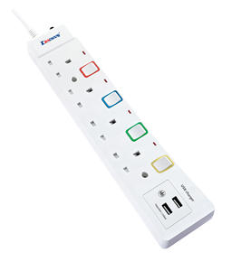 Enchufe de Extensión Individual de Cobre Puro con 2 Puertos USB-A, 2 Puertos USB-C, 6 Tomas de Corriente, Clasificación IP20, 13A, <span class=keywords><strong>IEC</strong></span> y BS, Uso Residencial - Product Image 2