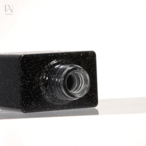 Bouteilles de vernis à ongles vides de 10ml Low <span class=keywords><strong>mo</strong></span> avec brosse Bouteilles de vernis à ongles carrées brillantes noires avec bouchon doré - Product Image 4