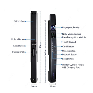 Tarjeta de contraseña de reconocimiento facial de huellas dactilares Aplicación Acceso remoto WIFI Cerradura inteligente con puerta digital - Product Image 2