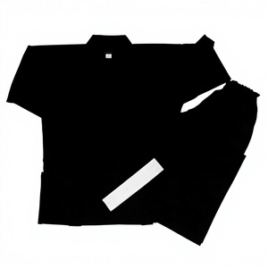 Men's <b>Black</b> Karate Uniforms Full Sleeve Traditional Martial Arts Wear Adult Polyester/Cotton Quick Dry & Breathable Slim Fit - Product Image 3