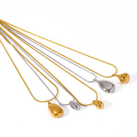 Nouveauté - Collier pendentif goutte d'eau brillant en acier inoxydable plaqué or 18 carats pour femmes