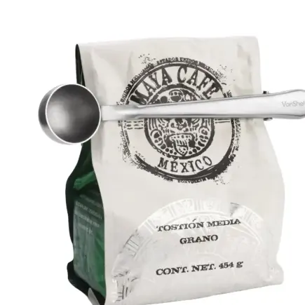 Colher de café multifuncional de aço inoxidável com clipe, colher para medição de café e chá, 1 xícara, colher moída
