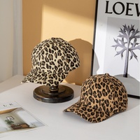 Gorra de Béisbol con Estampado de Leopardo, Unisex, Ajustable, Personalizable, 100% Algodón, 6 Paneles, Bordado 3D, Estilo Desgastado, Cuatro Gorras