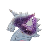 Vente en gros de sculptures artisanales en agate géode licorne, cristaux d'agate drusy licorne, produits licorne