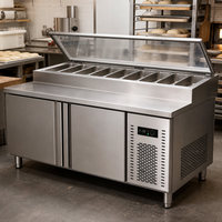 Table de préparation de pizzas commerciale Joincreate JC-PST-1021, comptoir réfrigéré, refroidissement par air, acier inoxydable, réfrigérateur de préparation alimentaire