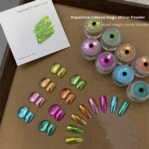 Espejo mágico de colores, polvo cromado para <span class=keywords><strong>uñas</strong></span>, efecto de espejo 3D ultrabrillante, patrón de cielo estrellado, decoraciones para <span class=keywords><strong>uñas</strong></span>, arte de <span class=keywords><strong>uñas</strong></span> - Product Image 1