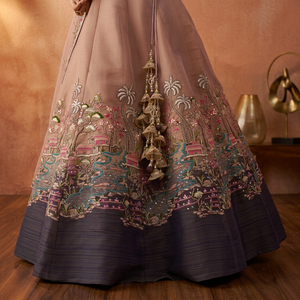 Purple Net Floor-Length A-Line <b>Lehenga</b> Choli Sequins Embroidery Dupatta Set for Women Ethnic Party Outfit India Pakistan Bride - Product Image 2