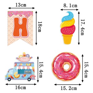 Decoración hawaiana HELLO SUMMER Ice Cream Pull Flag helado donuts decoración de fiesta de verano latte - Product Image 5