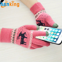 Elk de Noël épaissi tricoté adulte jetable sergé gants cadeau écran tactile mode mignon hiver chaud Couple