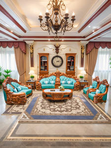 Divano Wujinmu Villa, Set di Divani di Lusso per Soggiorno, Divano in Vera Pelle Stile Europeo - Product Image 5