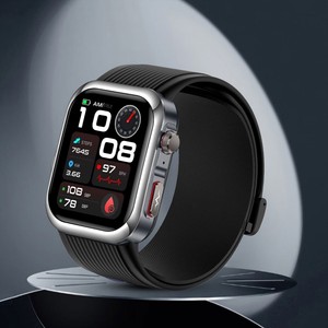Montre connectée sport RH67 SOS avec rappel de chute, écran AMOLED, bracelet en silicone pour la mesure de la tension artérielle par pompe à air, ECG, fréquence cardiaque et suivi de bien-être - Product Image 5