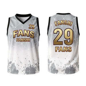 Fanshi – Nouveauté : Maillots <span class=keywords><strong>de</strong></span> basketball rétro personnalisés en sublimation, réversibles, pour enfants et hommes – Ensemble complet (maillot, débardeur, short) - Product Image 1