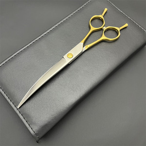 Tijeras de peluquería para mascotas My-7, 7 pulgadas, curvadas, de acero inoxidable, mango dorado, acabado mate, para cortar el pelo de perros - Product Image 1