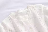 Cardigan fin en maille ajourée respirant à col rond et boutonnage pour filles, manteau léger pour enfants, idéal pour le quotidien
