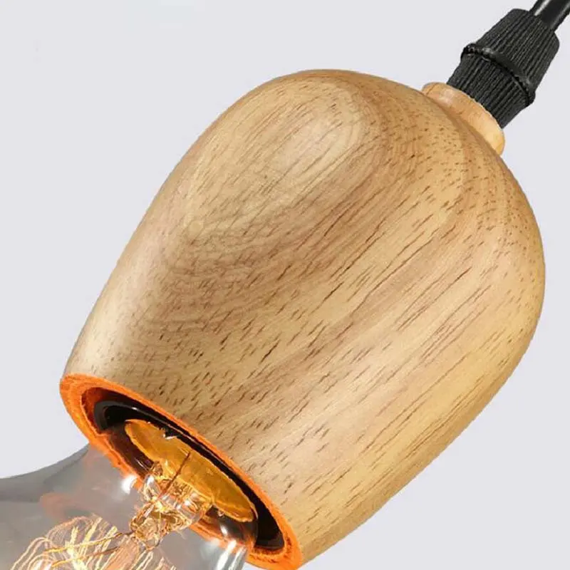 Moderne Pendel leuchte Eiche Holz Lampe E27 Fassung Holz Lampen fassung Hängendes Licht weiß schwarz