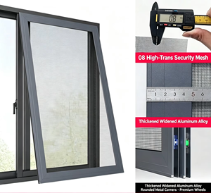 Mosquitera Moderna de Aluminio con Malla de Diamante, Autoinstalable, Deslizante e Inclinable para Ventana de Dormitorio, Longitud Personalizable - Product Image 2