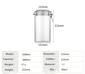 68oz 2000ml Large Round Plastic <strong>Jars</strong> Kichen <strong>Containers</strong> Airtight Storage <strong>Set</strong> With Silicone Seal Ring - Product Image 6