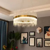 Modern living room oro ha condotto la luce lampadario di cristallo di lusso moderno