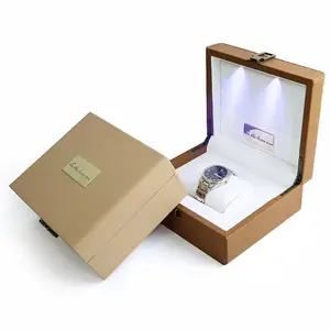 Boîte à montres de luxe en cuir à LED emballage organisateur de montres boîtes à montres étuis simples