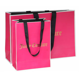 กระเป๋าใส่สินค้ากระดาษสีชมพูกว้างเหนือธรรมชาติสีโรสโกลด์ถุงใส่ของขวัญตามสั่ง - Product Image 1