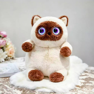 Robot jouet intelligent IA en peluche chat tigré ou blanc-brun, avec fonctions de compagnie vocale et émotionnelle, poupée personnalisée - Product Image 3