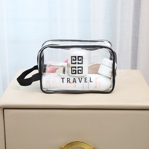 Trousse de toilette de plage petite taille avec fermeture éclair, résistante à l'eau, sac de maquillage avec poignée souple et motif lettres moderne - Product Image 2