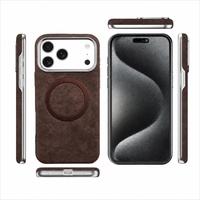 Étui de téléphone professionnel anti-chute en cuir magnétique électroplaqué C0245 pour iPhone 17 Air 18 Pro Max 16 15 14 13 12 Pro