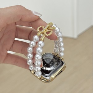 <span class=keywords><strong>Bracelet</strong></span> en alliage de chaîne de perles de luxe pour <span class=keywords><strong>montre</strong></span> série 11/10, design élégant et sophistiqué, fermoir déployant respirant - Product Image 2