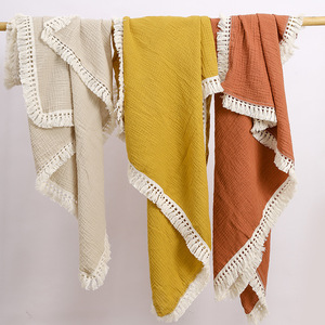 Serviette <span class=keywords><strong>de</strong></span> bain en <span class=keywords><strong>gaze</strong></span> <span class=keywords><strong>de</strong></span> <span class=keywords><strong>coton</strong></span> pour bébé, très vendue à l'étranger, <span class=keywords><strong>double</strong></span> crêpe, couverture <span class=keywords><strong>de</strong></span> poussette, couleur unie, couverture d'hiver pour bébé - Product Image 1
