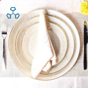 <span class=keywords><strong>Assiettes</strong></span> de fête dorées à motif feuille d'or, <span class=keywords><strong>assiettes</strong></span> de présentation dorées, <span class=keywords><strong>verres</strong></span> pour lieux de réception de mariage, 13 pouces – Ventes Flash - Product Image 1