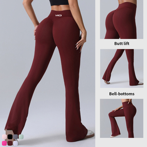 <span class=keywords><strong>Leggings</strong></span> de Yoga <span class=keywords><strong>Acampanados</strong></span> de Alta Calidad para Mujer, Pantalones de Fitness de Cintura Alta con Efecto Levanta Glúteos, Diseño Sólido - Product Image 4