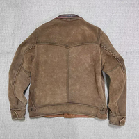 Nouvelles vestes en cuir véritable de vachette suédée épaissie, à la mode, avec finition délavée et vintage, col rabattu