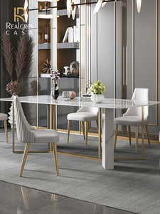 Bộ Bàn Ăn Chiều Cao Đương Đại Bộ Bàn Ăn Bằng Đá Cẩm Thạch Trắng Cao Bóng Bàn Ăn Và Ghế Đặt Trang Chủ - Product Image 4
