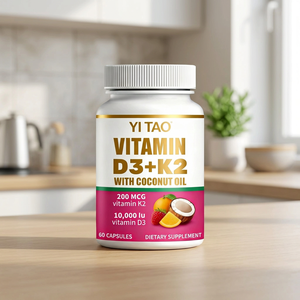 Capsules combinées de vitamine D3 et de vitamine K2 pour soutenir la densité et la force osseuses, favoriser l'absorption du calcium, complément alimentaire naturel - Product Image 1