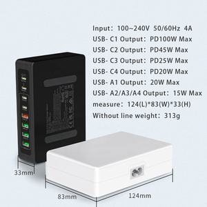 Estación de Carga Rápida HNT de 250W GaN con 8 Puertos, 4A4C, Enchufe US/UK/EU para Laptop, <span class=keywords><strong>Adaptador</strong></span> de Corriente <span class=keywords><strong>USB</strong></span> Tipo C para <span class=keywords><strong>Apple</strong></span> - Product Image 6